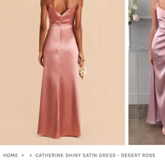 Birdey Grey Catherine Dress in Shiny Satin Desert Rose - Picture 2 of 7